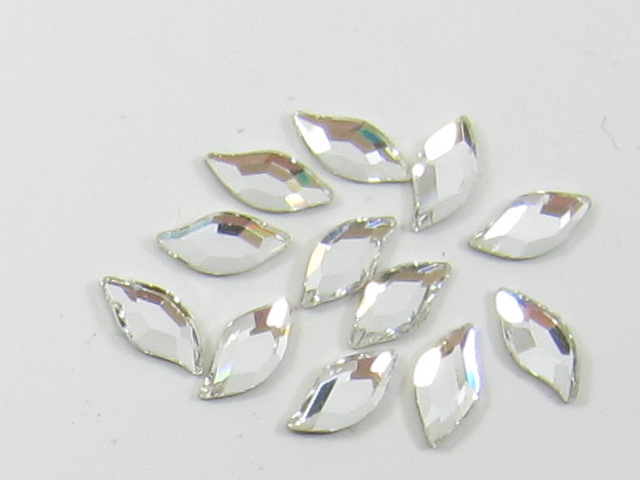 12 pcs. 10x5mm  DIAMOND LEAF CRYSTAL FLATBACK European Rhinestones